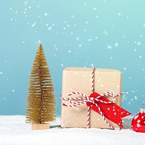 Izvrsni božićni ukrasni pokloni, 6pcs Mini borove stabla umjetna mini drveća, male borovo drvo s drvenim bazom sisal stabla boca stabla različite boje za božićne ukrase zimski ukrasi D
