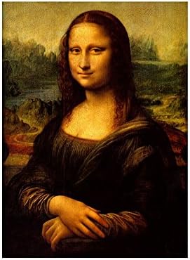 Alonline Art-Mona Lisa Leonarda Da Vincija / Crna uokvirena slika štampana na pamučnom platnu, pričvršćena