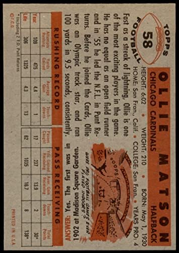 1956 TOPPS 58 Ollie Matson Chicago Cardinals-FB Ex / MT Cardinals-FB San Francisco