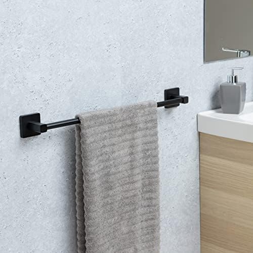 Tatay za kupatilo sa priborom za kupatilo od nehrđajućeg čelika i zamak dvostruki sistem za učvršćivanje sa vijcima i glupostima od Glu-a otporno je do 10kg crna zidna vješalica 6 x 4 6 x 6 cm