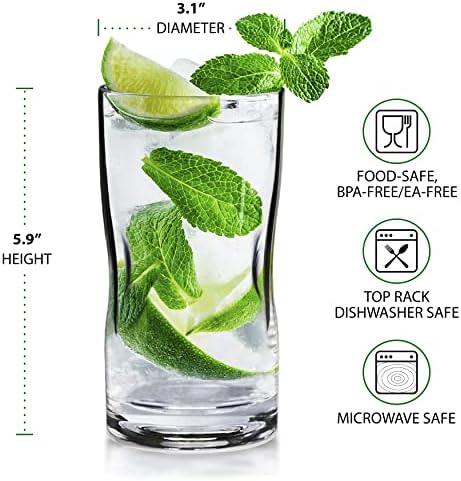 Bravario neraskidive plastične čaše za piće 17 oz | siguran za pranje u mašini za suđe Shatterproof