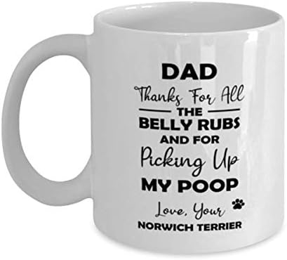 Norwich Terrier Tata, hvala na svim trbušnim trljama i za pokupio moju šolju za kavu za kavu 11oz.