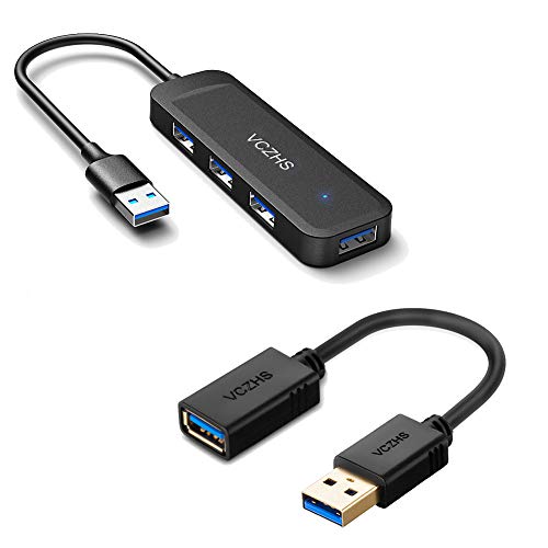 Kratki USB produžni kabel 1ft + USB 3.0 čvorište, VCZHS 4-port USB 3.0 čvorište