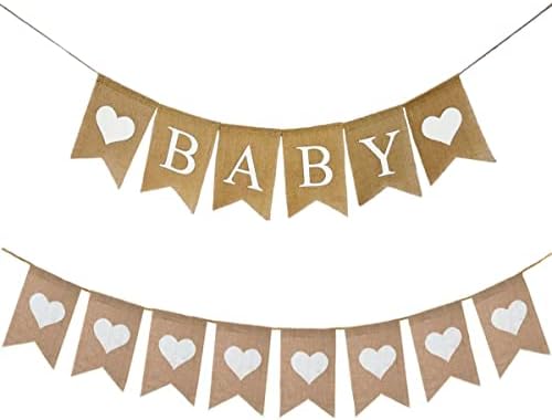 Shimmer Anna Shine Shine Baby Burlap Baner i Hearts Burlap Banner za dekoracije za bebe i zabavu za otkrivanje spolova