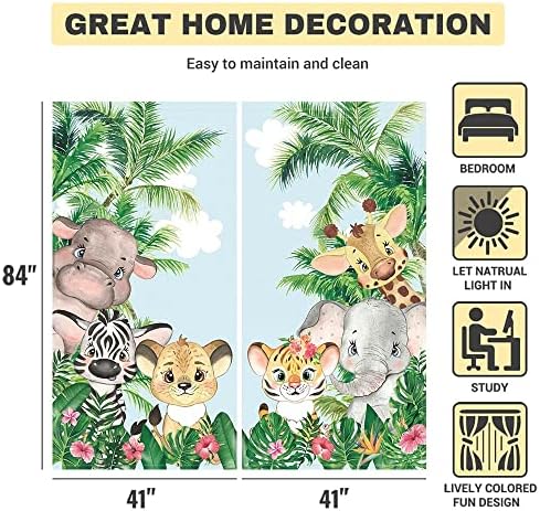 Alenjoy Safari Životinje iz crtane zavjese iz crtane džungle šuma za zastori kućni dekor džep za