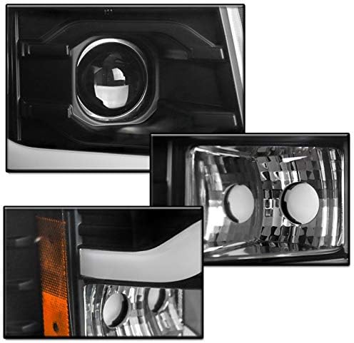 ZMAUTOPARTS LED DRL Crni projektor farovi farovi sa 6 bijelim LED DRL svjetlima za Chevy Silverado 2007-2013