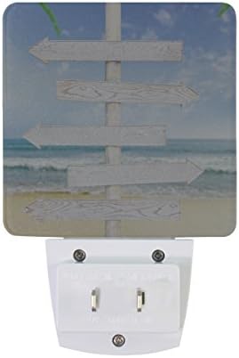 Naanle Set od 2 Bijela drvena prazna strelica na plaži tropsko ljeto okean plavo nebo Plam list Auto