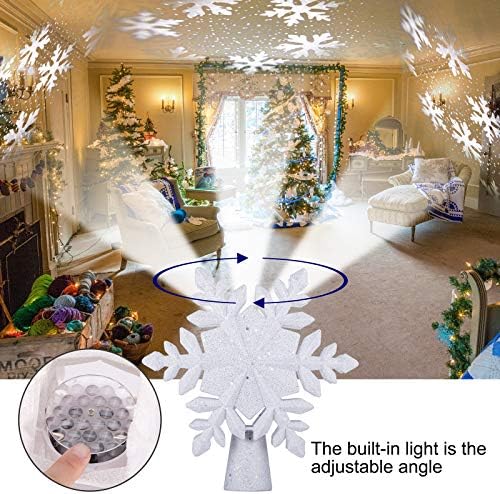 Komiikka Božićno stablo je osvijetljen bijelim projektorom snježnim pahuljicama, 3D rotirajućim snežnim