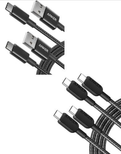 Anker USB C kabel, 310 USB C do USB C kabla, USB C punjač Kabel za brzo punjenje i Anker USB C kabel, [2-pakovanje, 6ft] Premium najlon USB A do USB C kabela za punjač