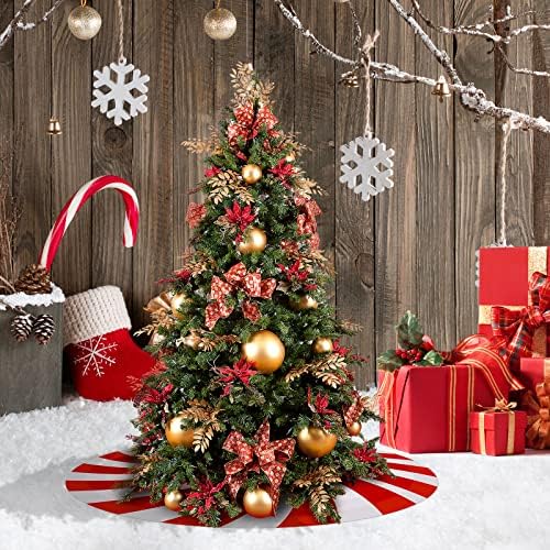 24-inčna suknja za božićnu drvcu Sretan božićni crveni bijeli i zeleni paprikovni bombonski matični šećer dvostruki vrtni bomboni Veliki Xmas Tree Mat za odmor ukras za odmor ukras za odmor