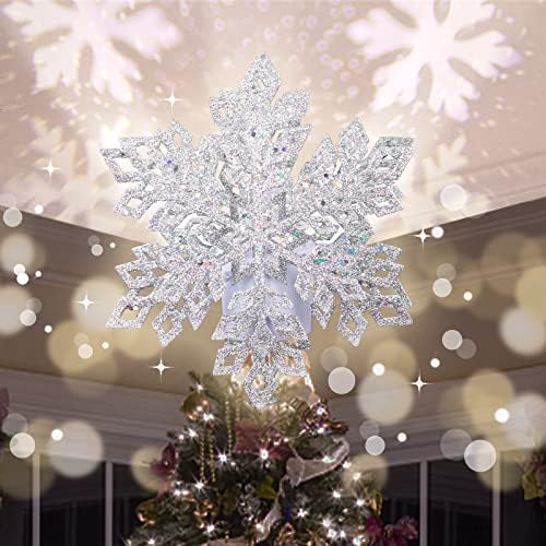Mumtop božićno stablo je osvijetljeno snježno pahuljicama s rotirajućom snježne pahulje LED projektorom, 3D svjetlucava svjetlo za snježne pahulje za ukrase božićnog drveća