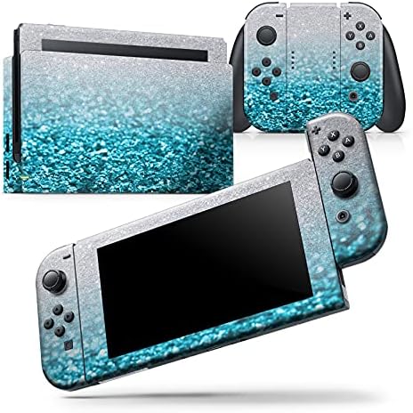 Dizajn Skinz-kompatibilan sa Nintendo Switch OLED Console Bundle - skin Decal zaštitni ogrebotine otporan na izmjenjivi vinil Wrap Cover-tirkiz & Silver Glimmer Fade