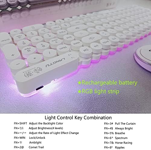 qmhaonan bežična tastatura, Bluetooth Beyboard, RGB bežična tastatura sa pozadinskim osvetljenjem,punjiva
