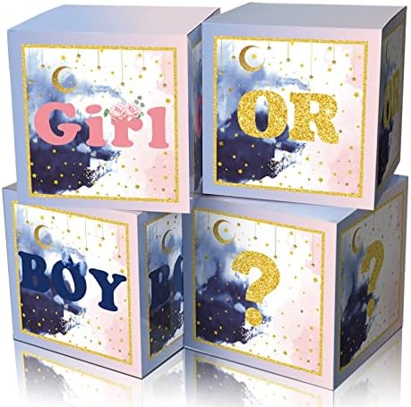 Rodne kutije sa slovima za dekoroze za bebe za bebe Blue Pink Blocks Box Twinkle Little Star Spol Otkrijte zabavu Party Block Box za devojku Rođendan za rođendan