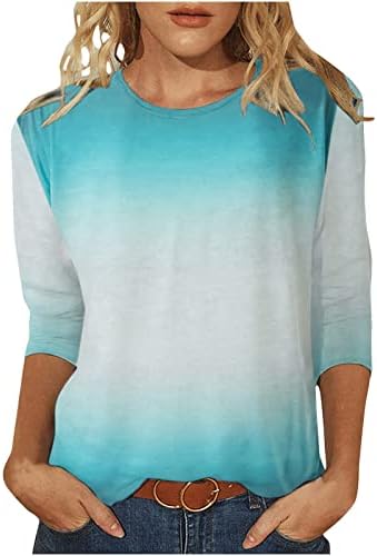 Djevojke 2023 3/4 rukav pamuk grafički Tie Dye Casual Top T Shirt jesen ljeto Crewneck brod vrat T Shirt