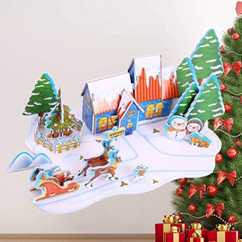 Amosfun Božićni ukrasi čišćenje šareni crtani pjenasti papirni odbor uradi sam Puzzle Božićna kuća Odjel dekoracija