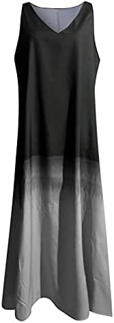 Ženska haljina bez rukava bez rukava Ležerne prilike sa slobodnim V-izrezom Maxi duga haljina Ljetna