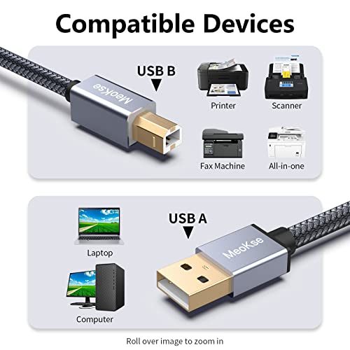 Meokse Printer kabel 3ft / 1m, USB Cord za štampač 2.0 Tip muški do b muški kabel kabela skenera velike