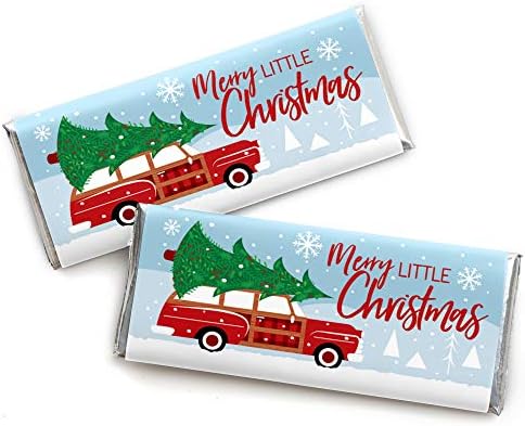 Velika tačka sreće vesela malog božićnog drvca - Candy Bar Wrapper Crveno Car Božićna zabava Favori - set od 24
