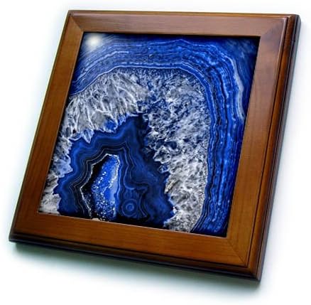 3drose slika luksuznog plavog Indigo mramora Agate Gem mineralnog kamena 6 x 6 inča dekorativnih pločica, 8x8 uokvirena, jasna