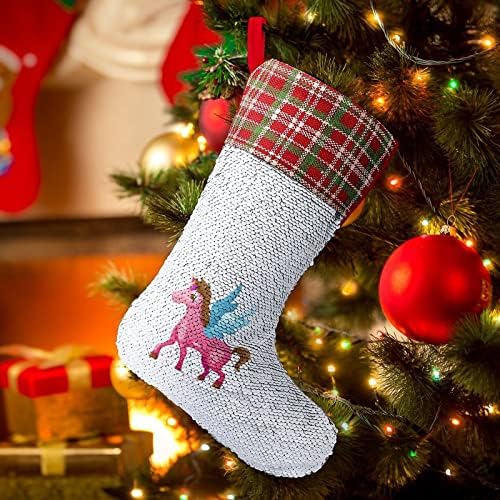 Lijepa jednorog Božićne božićne čarape sjajni zid viseći ukras za ukrašavanje za Xmas Tree Holiday Party