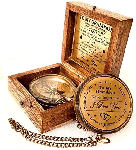Poklon za unuka Mesingani kompas ugravirani citat | uspomena poklon mom unuku rođendan, krštenje,