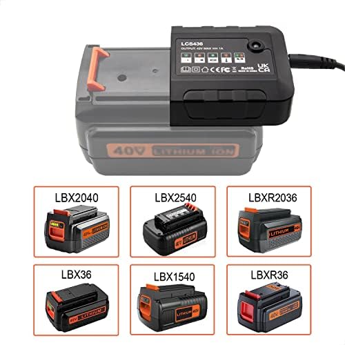 UNGINO LCS436 36V / 40V MAX LI-ION baterija Brza zamjena punjača za crnu + Decker LCS36 LCS40,