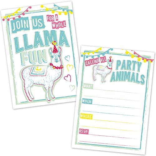 Llama rođendan pozivnice za djecu - cijela Llama zabava - popunite prazne zalihe Llama Party - tuš za bebe pozivnice