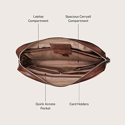Eské Colton - originalna koža - 15 inčna torba za laptop - vodootporna - 3 prostrana pretinca -