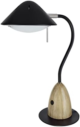 Aspen Creative 40102-2A Zatamnjena LED stolna lampa, 7W Moderni dizajn sa drvenim zrnatom završnom obradom, 18 1/2 visoko, crna