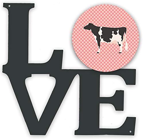 Caroline blaga BB7822WALV Holstein krava Pink provjerite metalni zid Artwork Love,