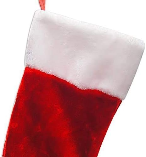 18 Crvena božićna čarapa sa bijelim plišanim manžetnom i crvenom visećem oznakom