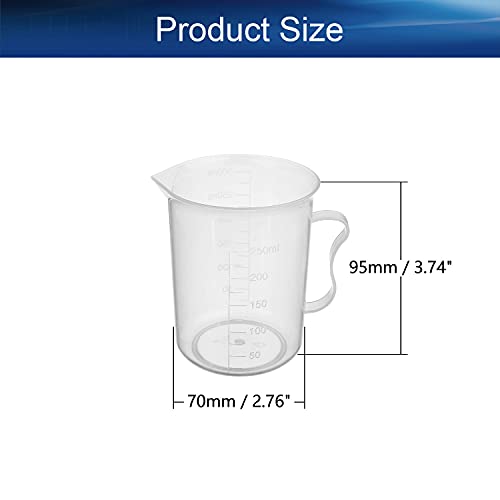 Bettomshin 4pcs 250ml šalice za miješanje smole, PP plastične merne čaše visokog oblika sa ručkom,