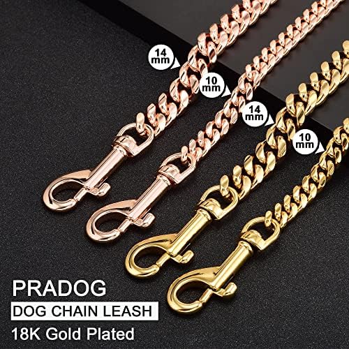 Ružičarski zlatni lanac povodac 10 mm lažni lanci za jaki pas sa kožnom podstavljenom ručicom za lanac