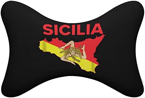 Mapa jastuk za automobil Sicilija zastava od 2 udobnog vratnog nosača za glavu punjena memorijska