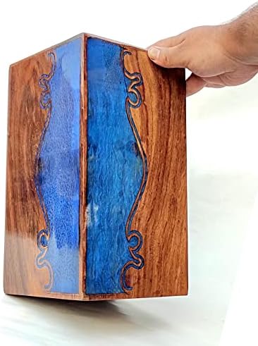 Rosewood Resin urna kutija za ljudske pepeo - ručna izrezbarena prekrasna drvena kutija za rezin