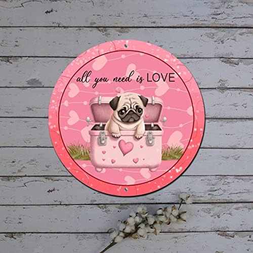 Okrugli metalni valentinovo vijenac potpisuje sve što trebate je li ljubavna pug u koferu ružičasti kosični
