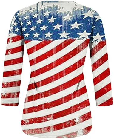 Comigeewa Teen Girls 3/4 rukav košulje Američka zastava Grafički vitki tunik Bluze Bustier T majice Crewneck Lounge majice 2023