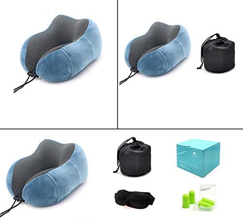 WSLCN memorijski pjenasta jastuk - najbolji jastuk za vrat sa 360 glava podrška velur poklopca savršen za avionsku automobilsku upotrebu i kućnu upotrebu, sa maskom za spavanje i uši uši