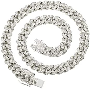 FEEL STYLE Muška Kubanski Link lanac Miami Kubanski ogrlica 18k zlato srebro dijamant rez nehrđajućeg
