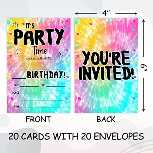 Axamdamskih kartica za rođendan za rođendan, kravata za djecu, djevojke, 20 karata sa 20 koverte Party Favorirs