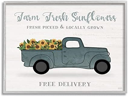 Stupell Industries Farm Fresh Sunflowers Rustikalni Kamionet Znak Uokvirena Zidna Umjetnost, Dizajn Natalie Carpentieri