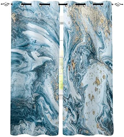 JiaMeluck Marble Texture Plave Zlatne umetničke zastori za zastoj za dnevnu sobu Kuhinja Kids Dječji