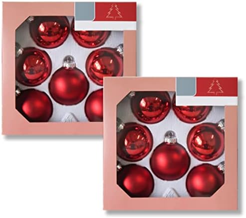 Glass Božić Lopta Ornament crvene boje Set 14kom sa kukama za lako visi Dia 2.35