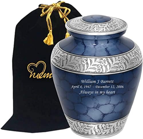 Spomen-obilježja 4U Elite Cloud plava i srebrna urna za kremaciju za ljudski pepeo-ručno izrađena Pogrebna