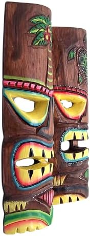 Ručno izrađene havajske stile palme i kornjače Tiki maske, zidni dekor, set 2 različite dizajne,