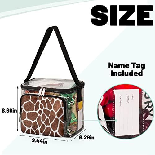 Životinjska žirafa koža Print Clear Bag Stadionska odobrena torba s ručkama prozirna torba preko ramena