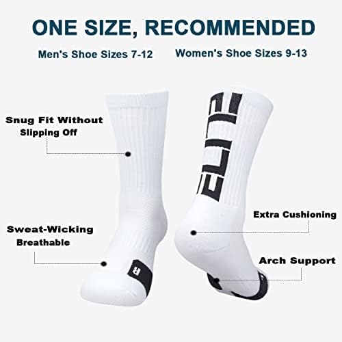 Podinor Elite Košarka Crew čarape za muškarce i žene, jastuk performanse atletske košarkaške čarape