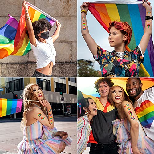 10 listova Pride Pride Privremena tetovaža za LGBT gay ponos lažne tetovaže Rainbow Flags Hearts