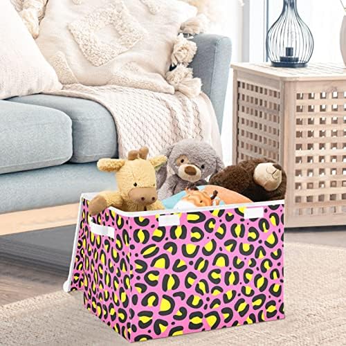 Kataku Leopard Pink Jaguar Skladištenje s poklopcima i ručkama, tkanina Velika spremnika Košarica košara
